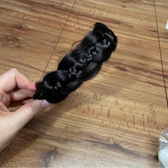 Double Braided Hair Headband Micro Braid Dark Black Brown main image 5